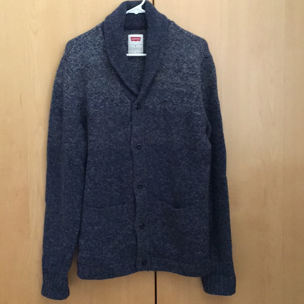 Levi's Grey Navy Wool Blend Shawl Cardigan